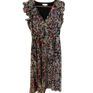 Mazik Floral Maxi Dress Ruffle Sleeve A Line Colorful Dress Large